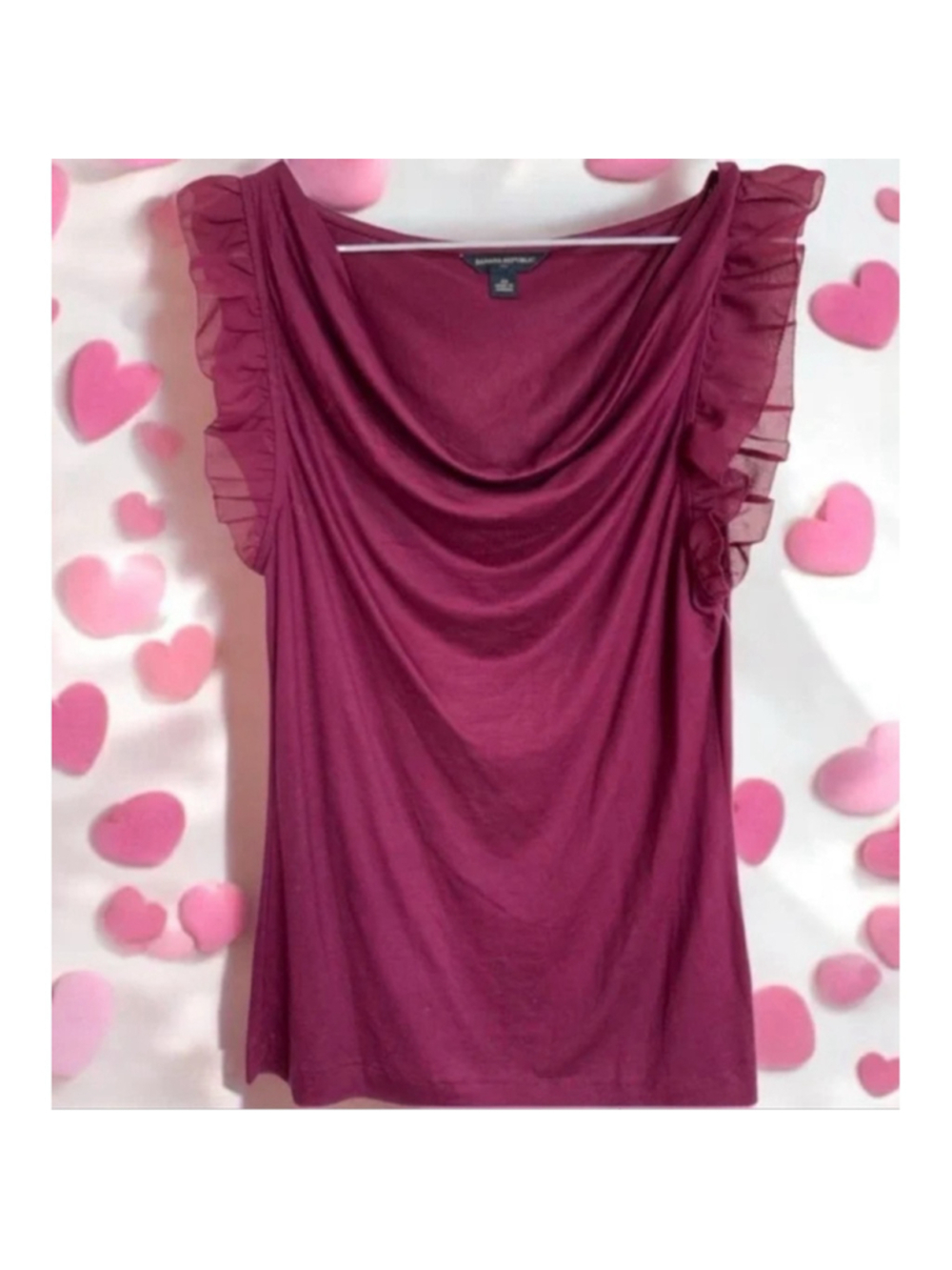 Banana Republic Burgundy Ruffled Sleeveless Blouse XS